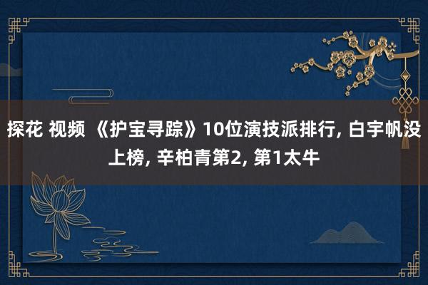 探花 视频 《护宝寻踪》10位演技派排行, 白宇帆没上榜, 辛柏青第2, 第1太牛